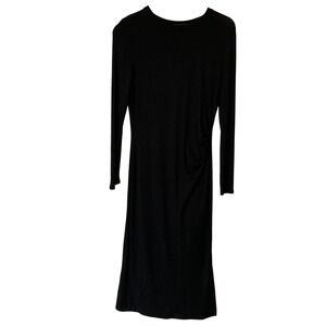 Banana Republic Black Long Sleeve Ruched Midi Dress Size S Minimalist‎ Capsule